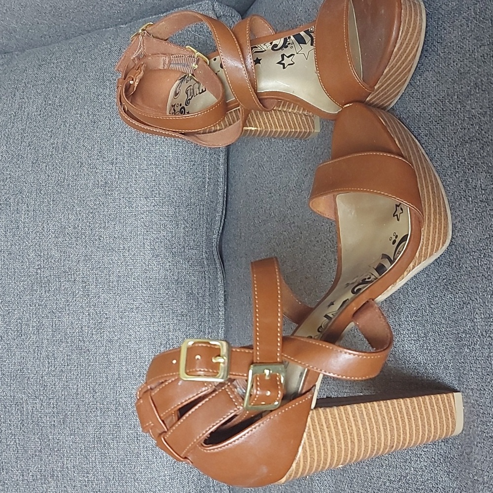Brown strappy heels